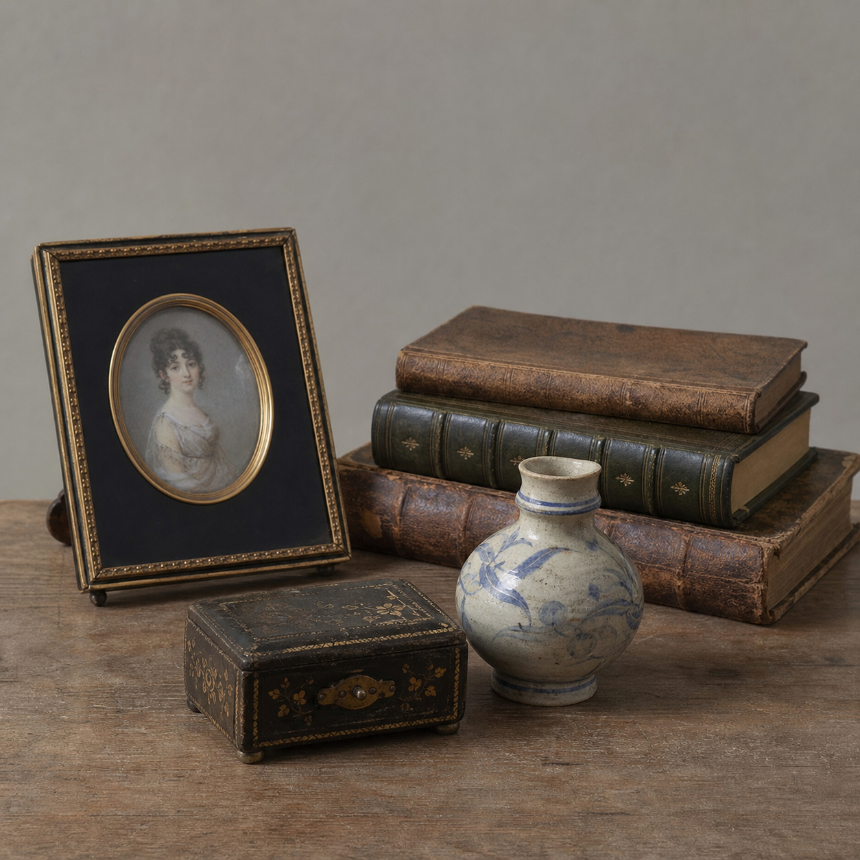 Ensemble ordonné d'objets de collection anciens