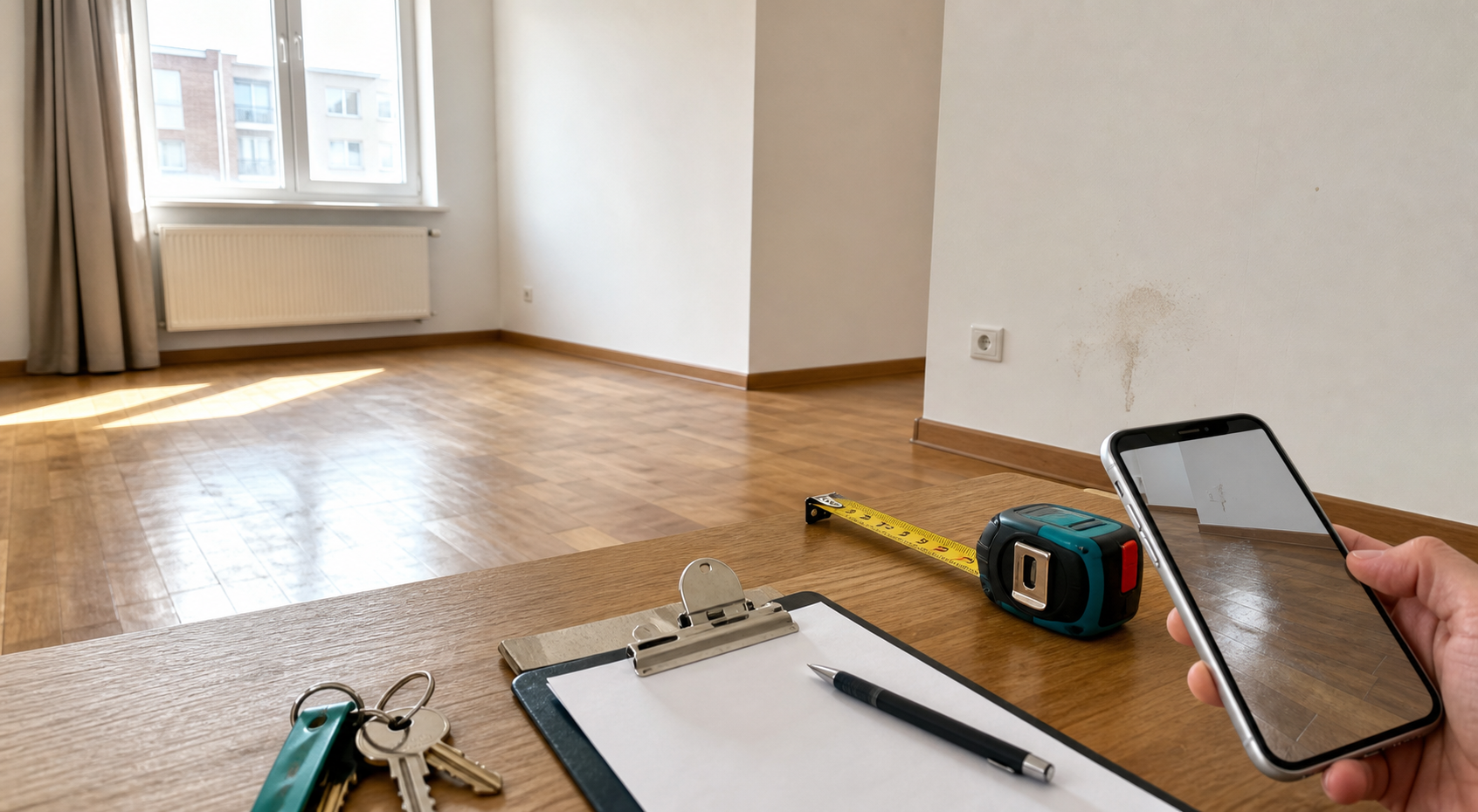 Inspection d'un logement après sortie de locataire avec outils de documentation